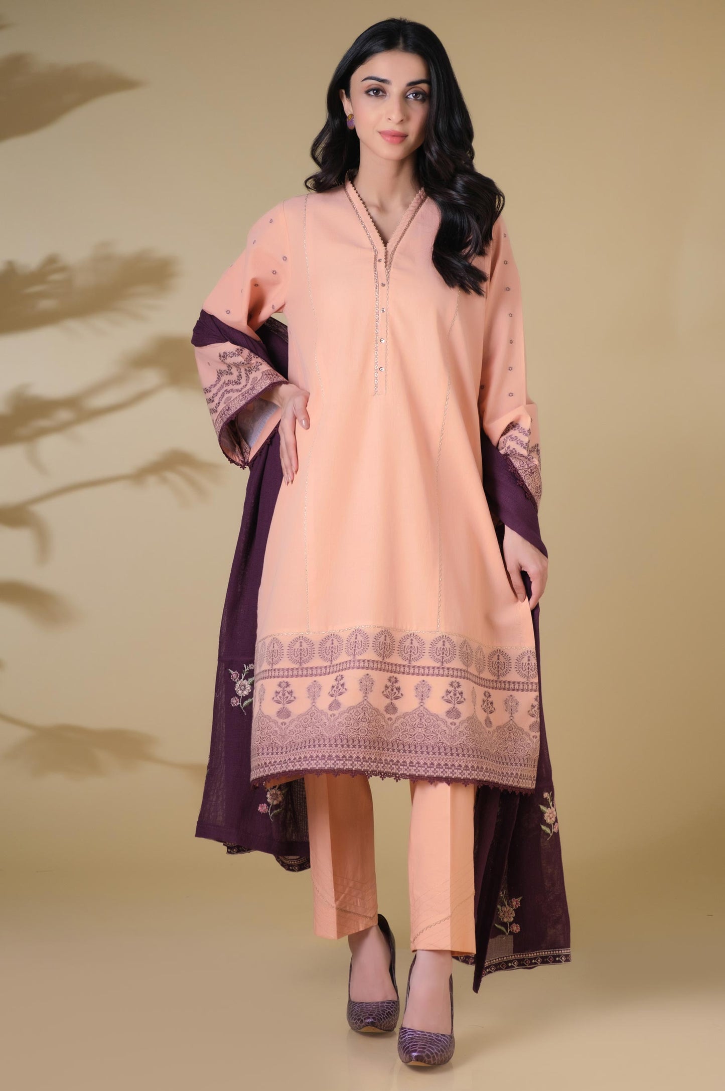 Unstitched 3 Piece Dyed Jacquard Suit