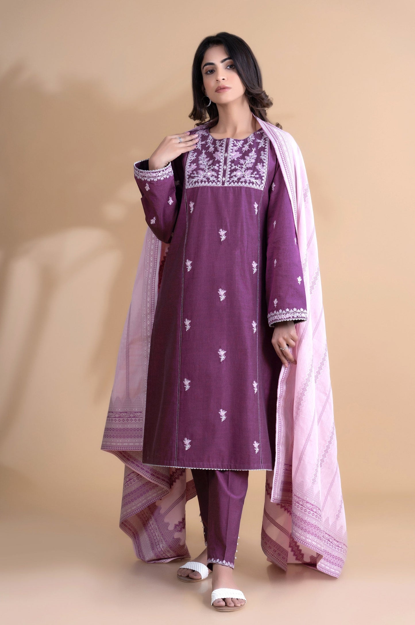 Unstitched 3 Piece Embroidered Yarn Dyed Jacquard Suit