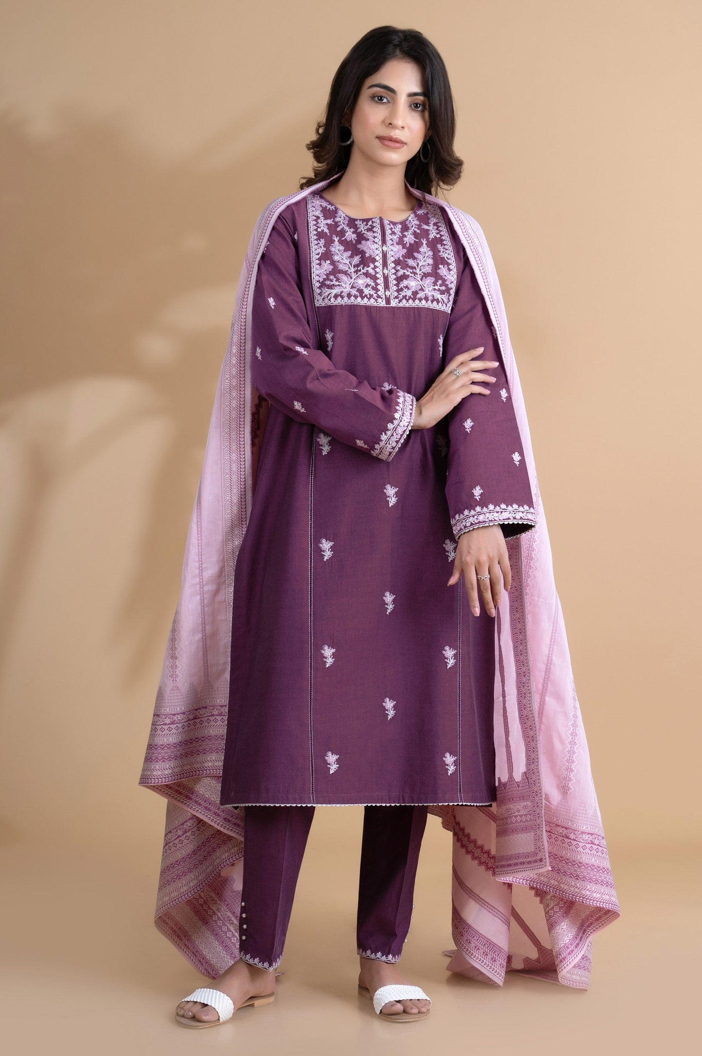 Unstitched 3 Piece Embroidered Yarn Dyed Jacquard Suit