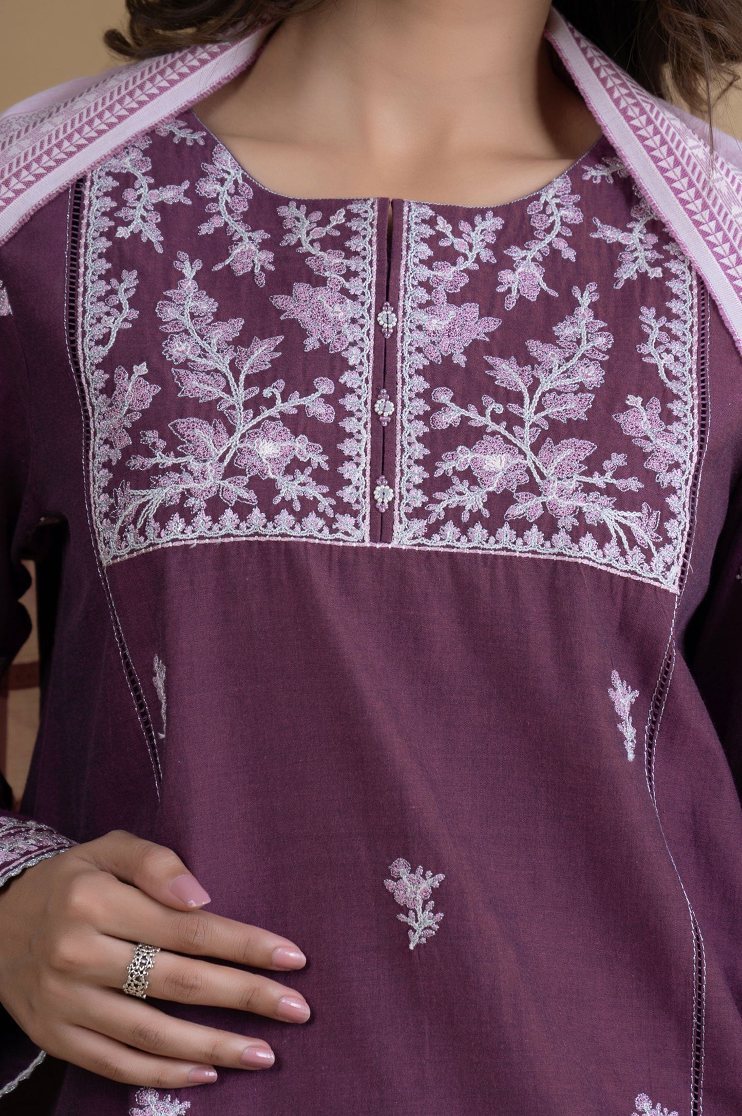 Unstitched 3 Piece Embroidered Yarn Dyed Jacquard Suit