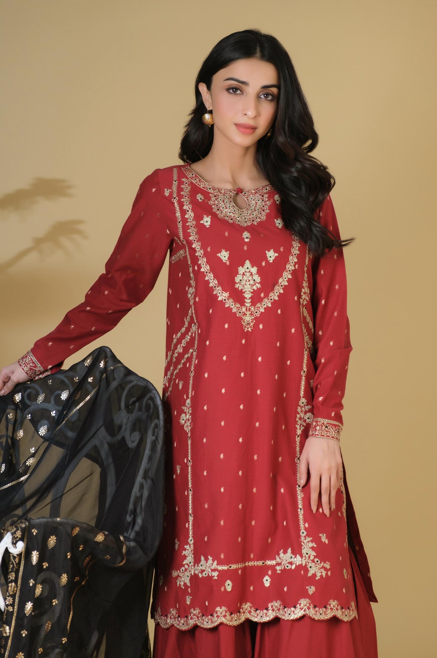 Unstitched 3 Piece Embroidered Mysuri Jacquard Suit