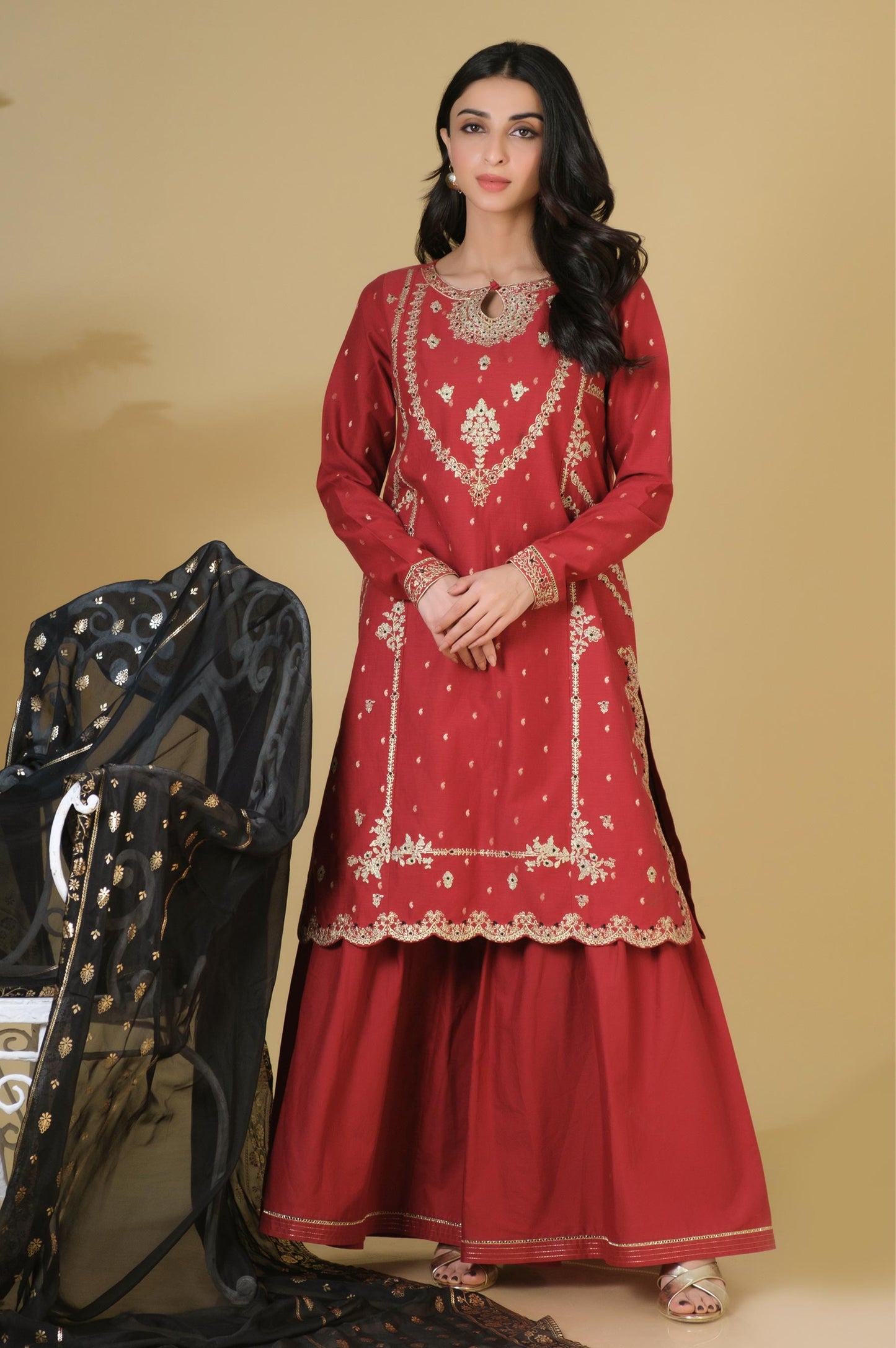 Unstitched 3 Piece Embroidered Mysuri Jacquard Suit