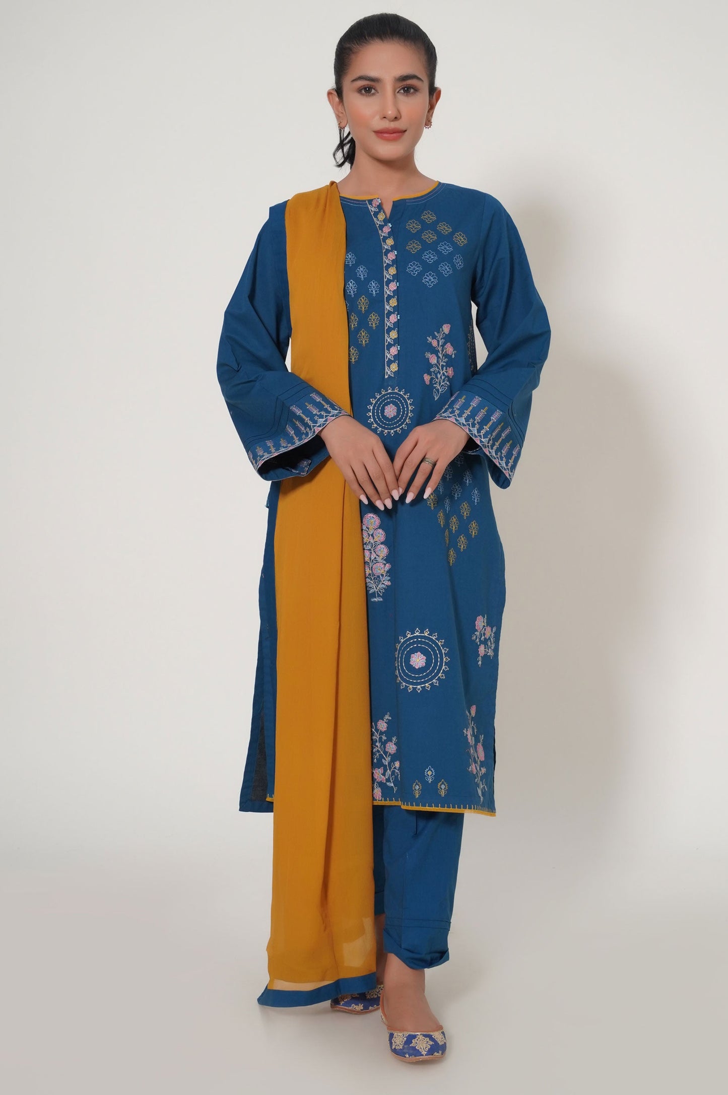 Unstitched 3 Piece Embroidered Cambric Suit