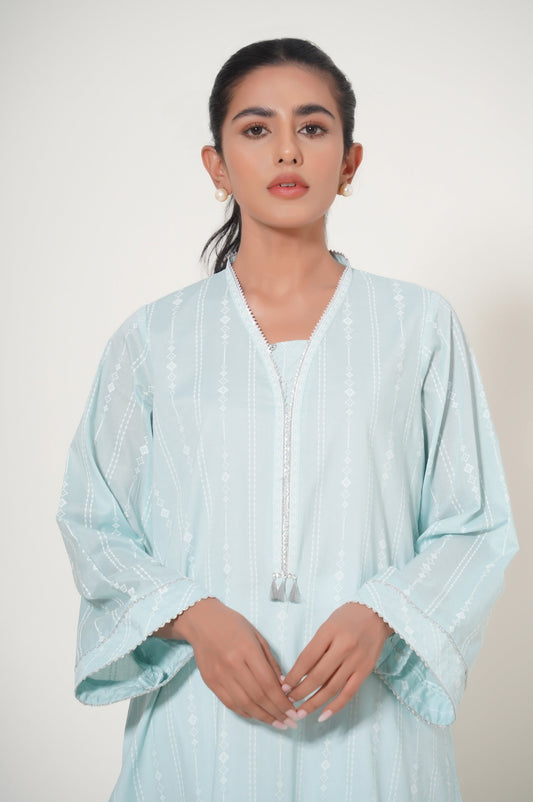 Stitched 1 Piece Puff Printed Cambric Shirt