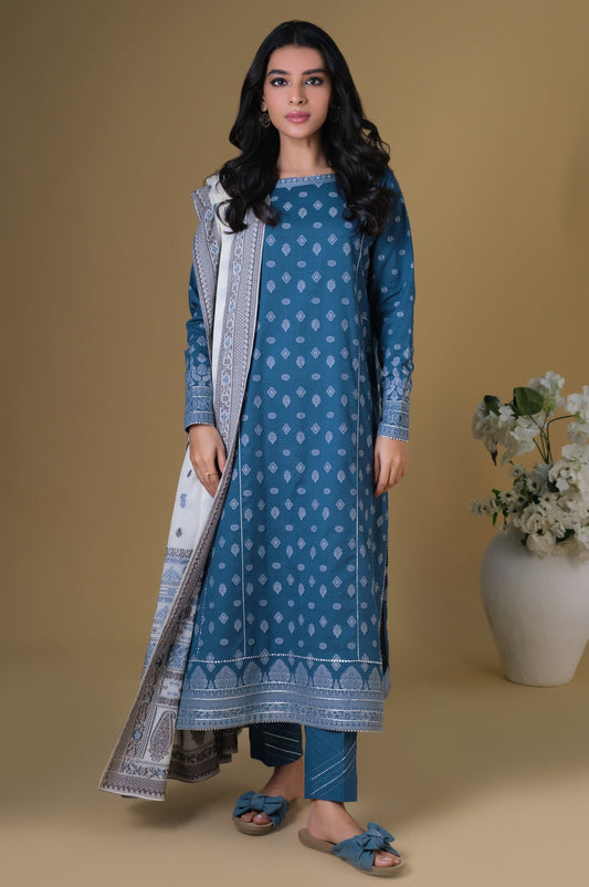 Stitched 3 Pieces Dyed Jacquard Suit