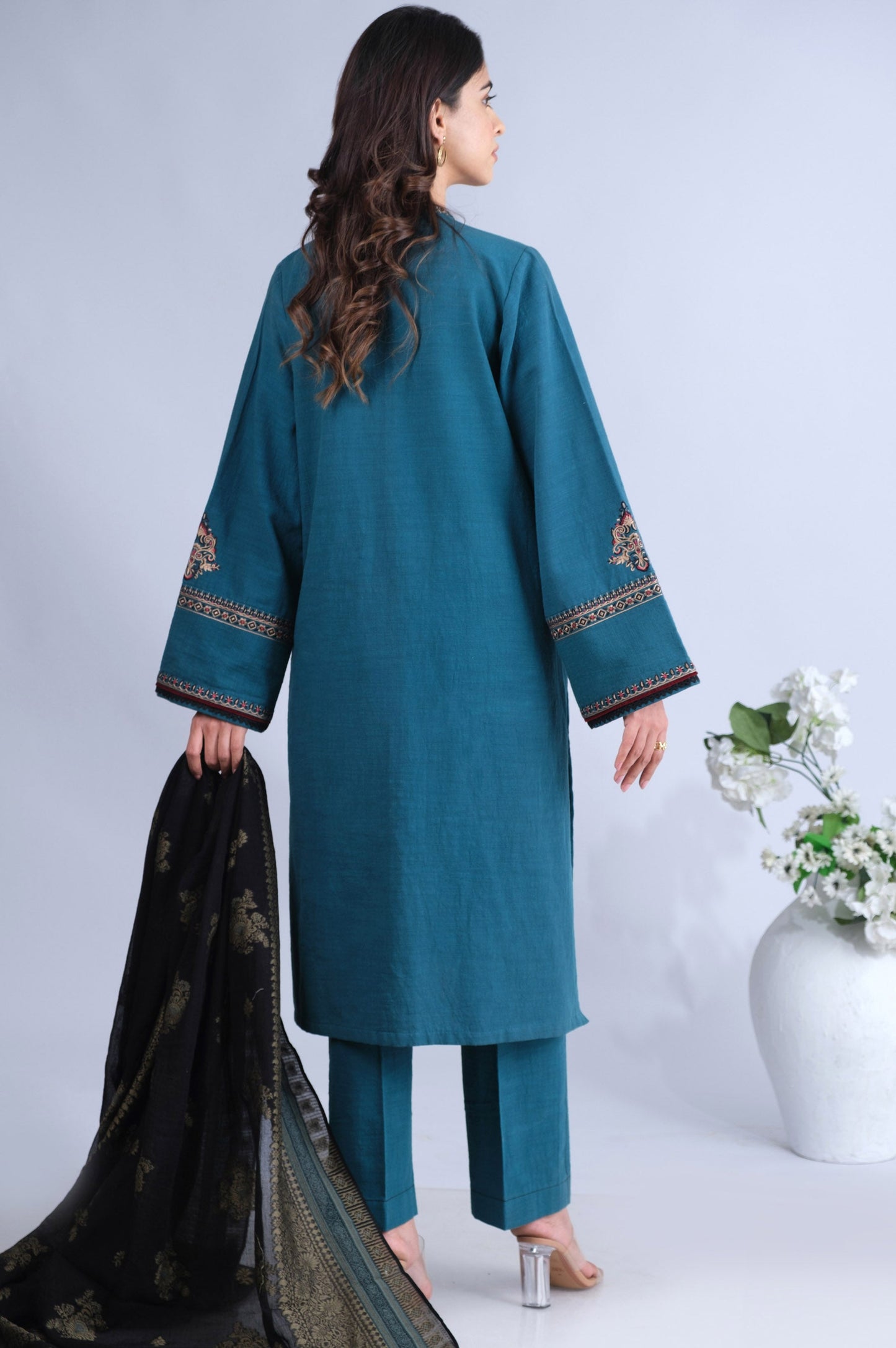 Stitched 3 Piece Textured Slub Lawn Suit