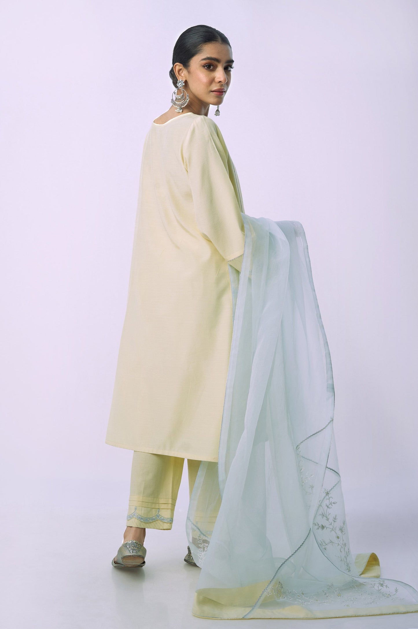 Stitched 3 Piece Embroidered Raw Silk Suit