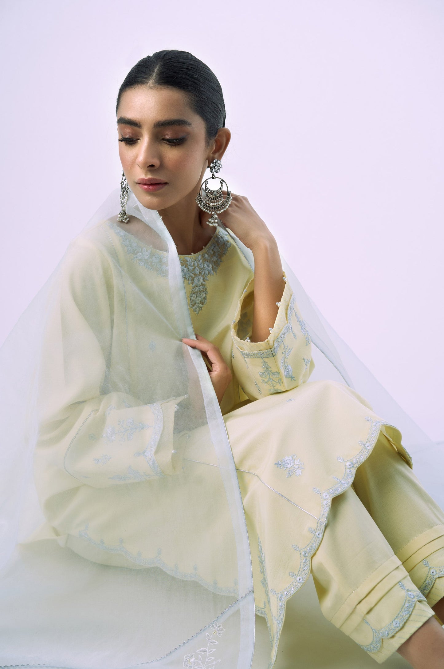 Stitched 3 Piece Embroidered Raw Silk Suit