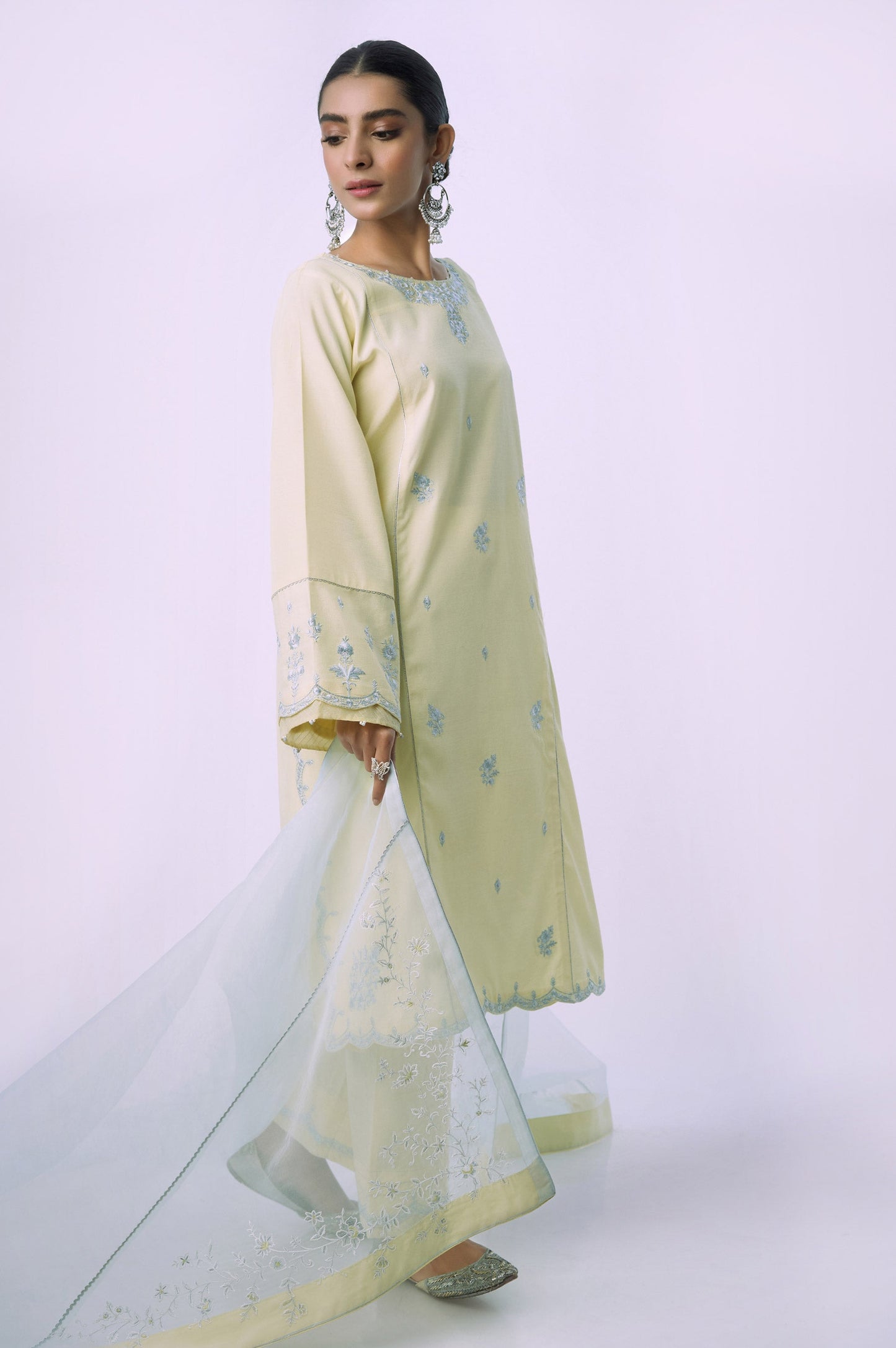 Stitched 3 Piece Embroidered Raw Silk Suit