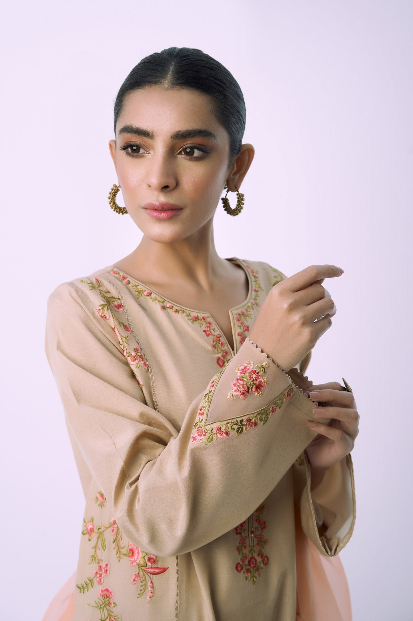 Stitched 3 Piece Embroidered Raw Silk Suit