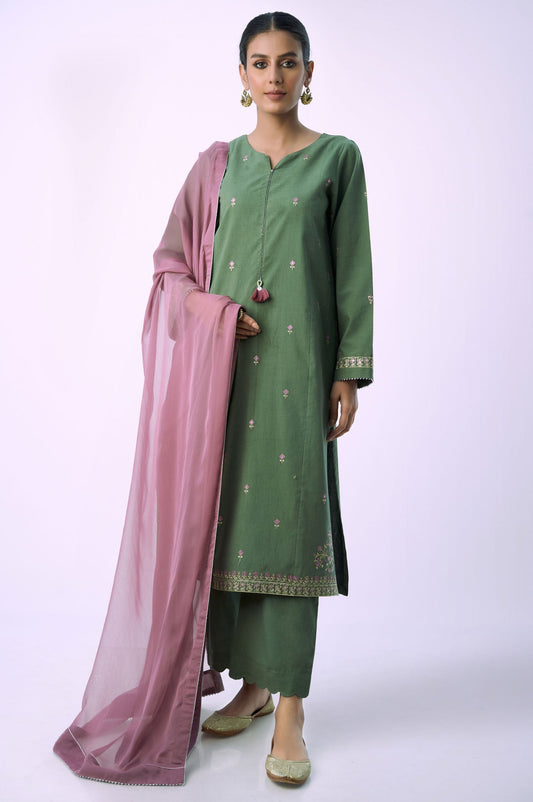 Stitched 3 Piece Embroidered Cambric Suit