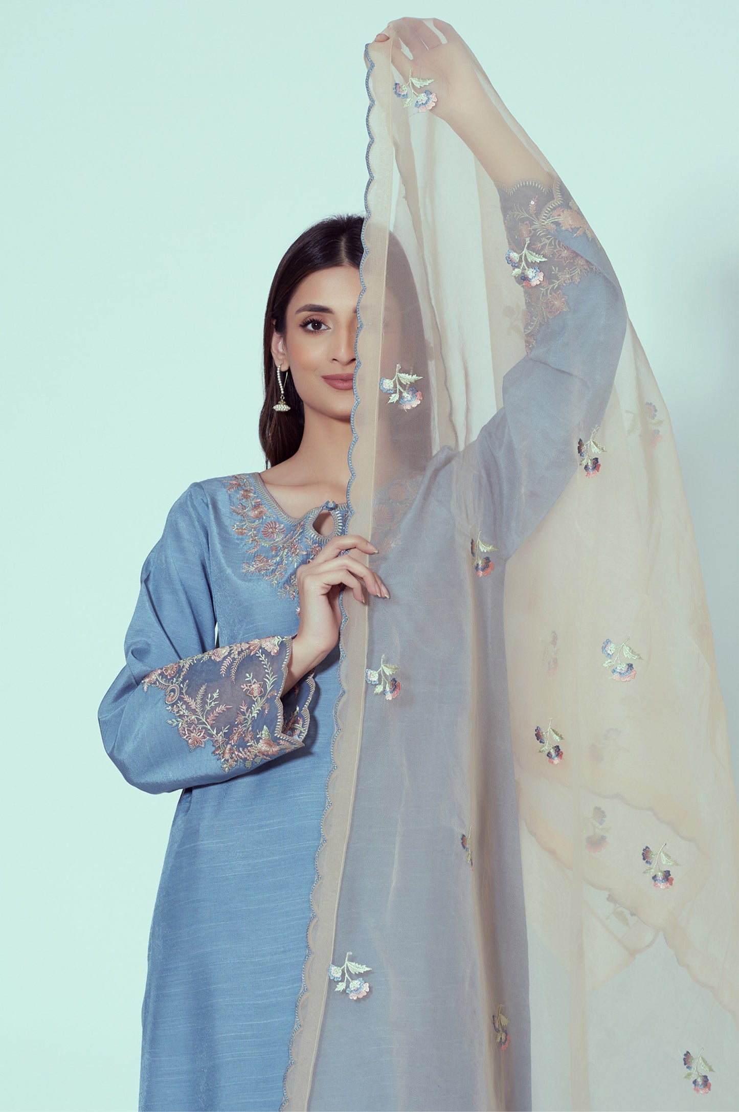 Stitched 3 Piece Embroidered Rawsilk Suit