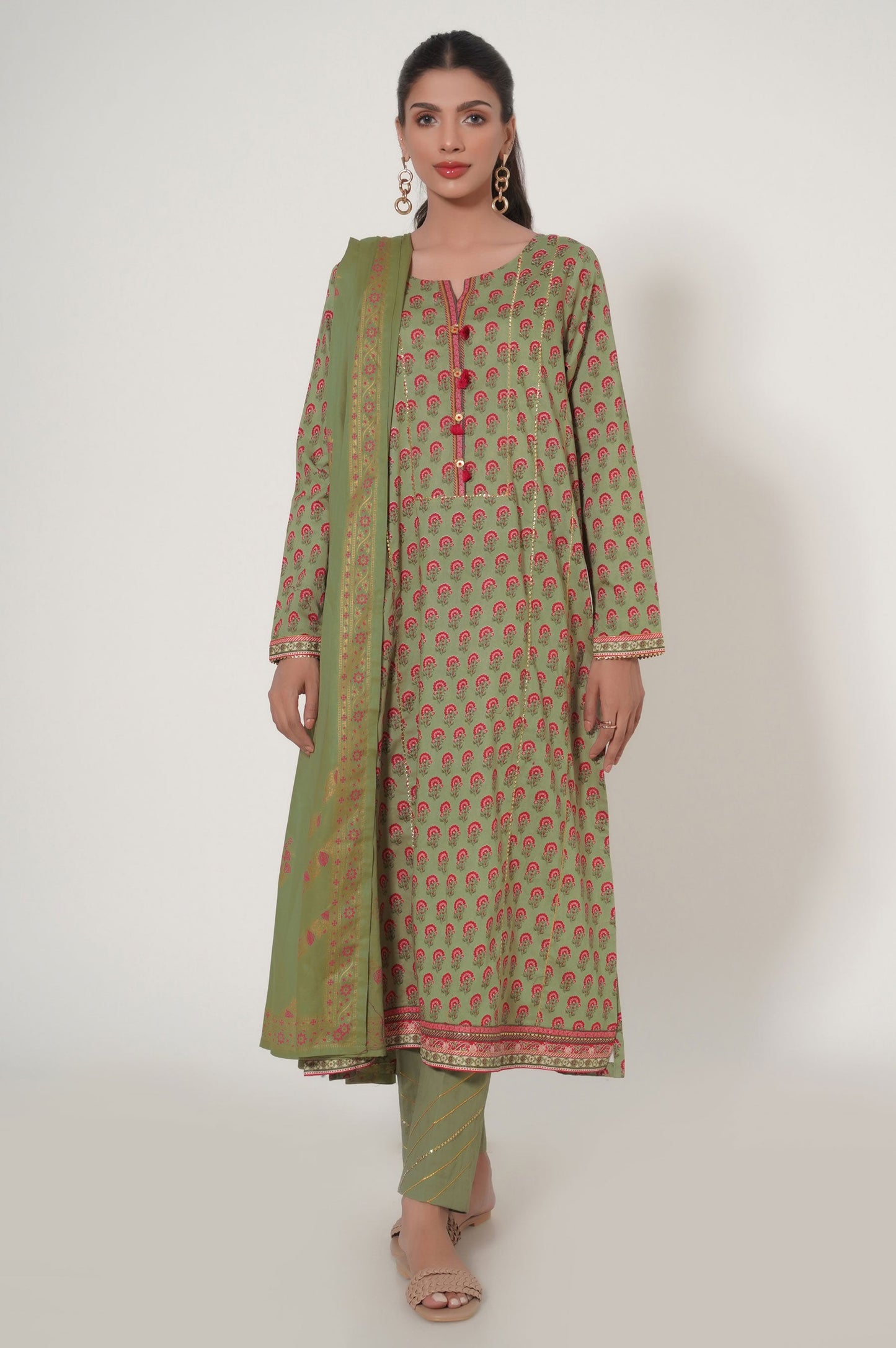 Stitched 3 Piece Printed Lawn Suit