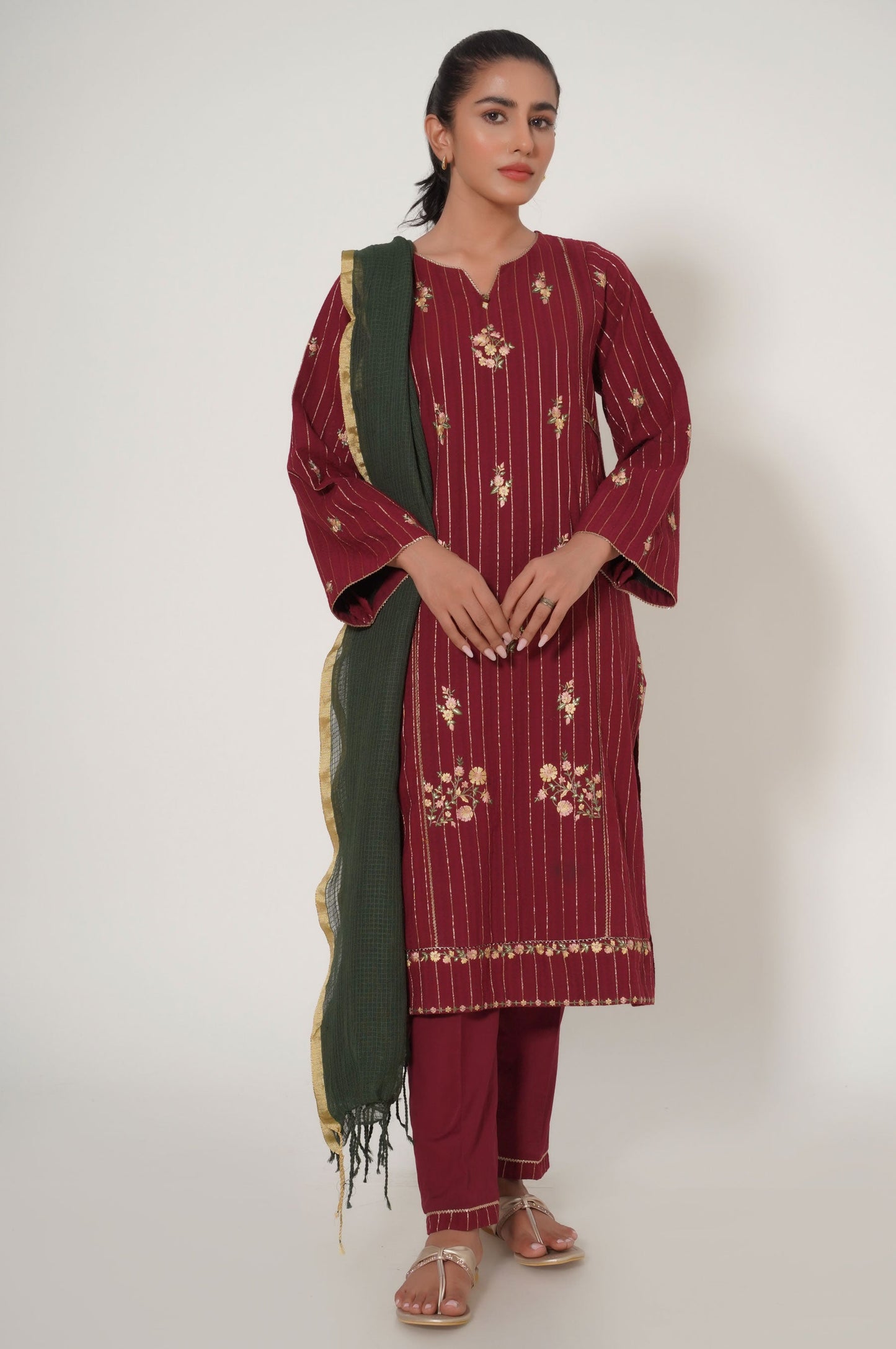 Stitched 3 Piece Embroidered Cambric Suit