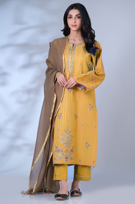 Stitched 3 Piece Embroidered Cambric Suit