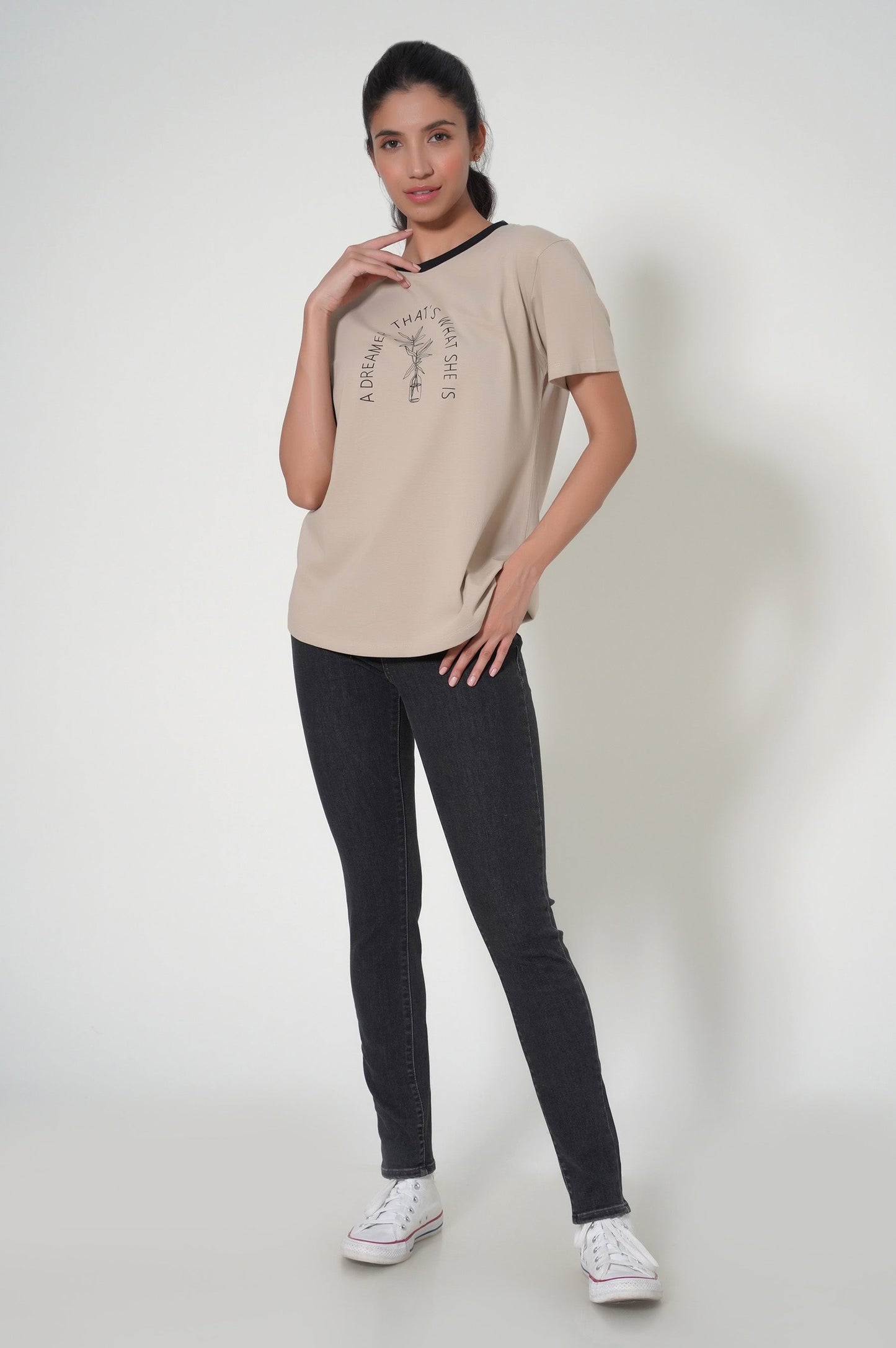 Crew Neck Half Sleeves Tee