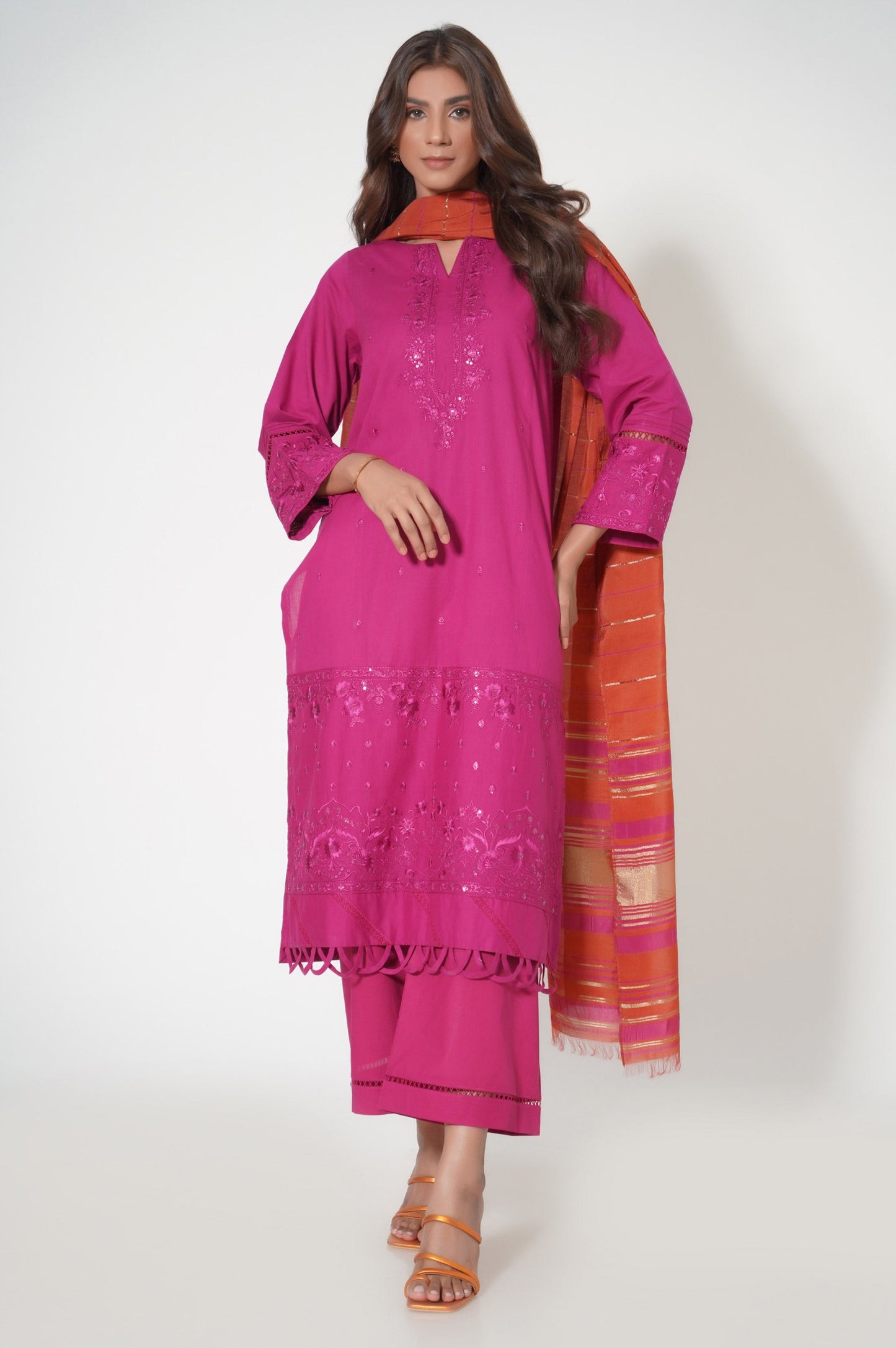 3 Piece Unstitched Embroidered Cambric Suit