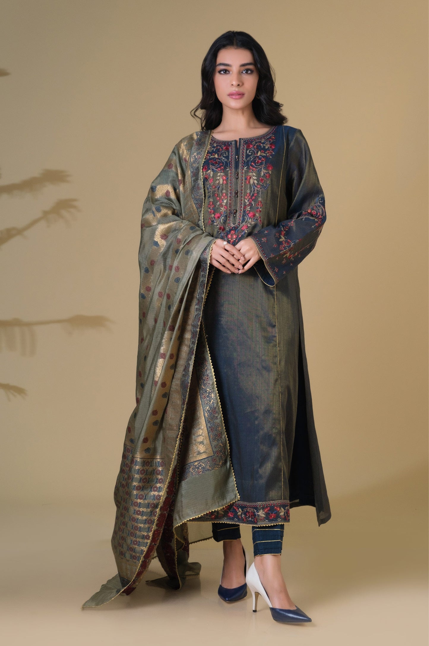 3 Pieces Unstitched Embroidered Mysuri Suit