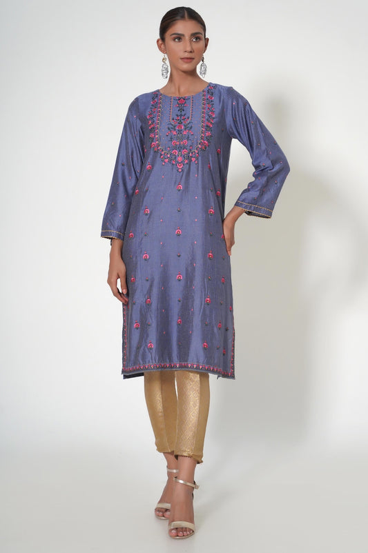 Stitched 1 Piece Cotton Silk Embroidered Shirt