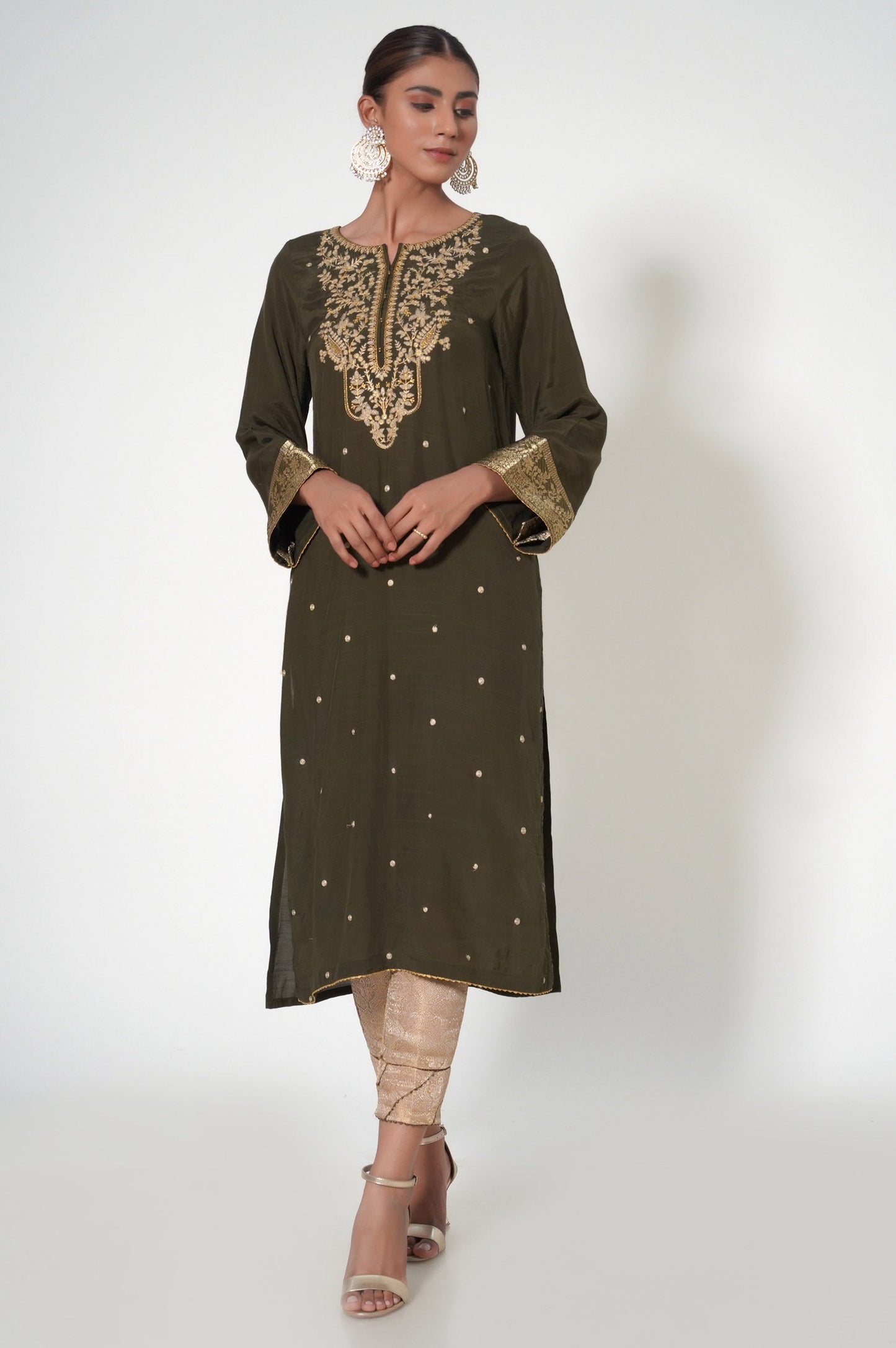 Stitched 1 Piece Raw Silk Embroidered Shirt