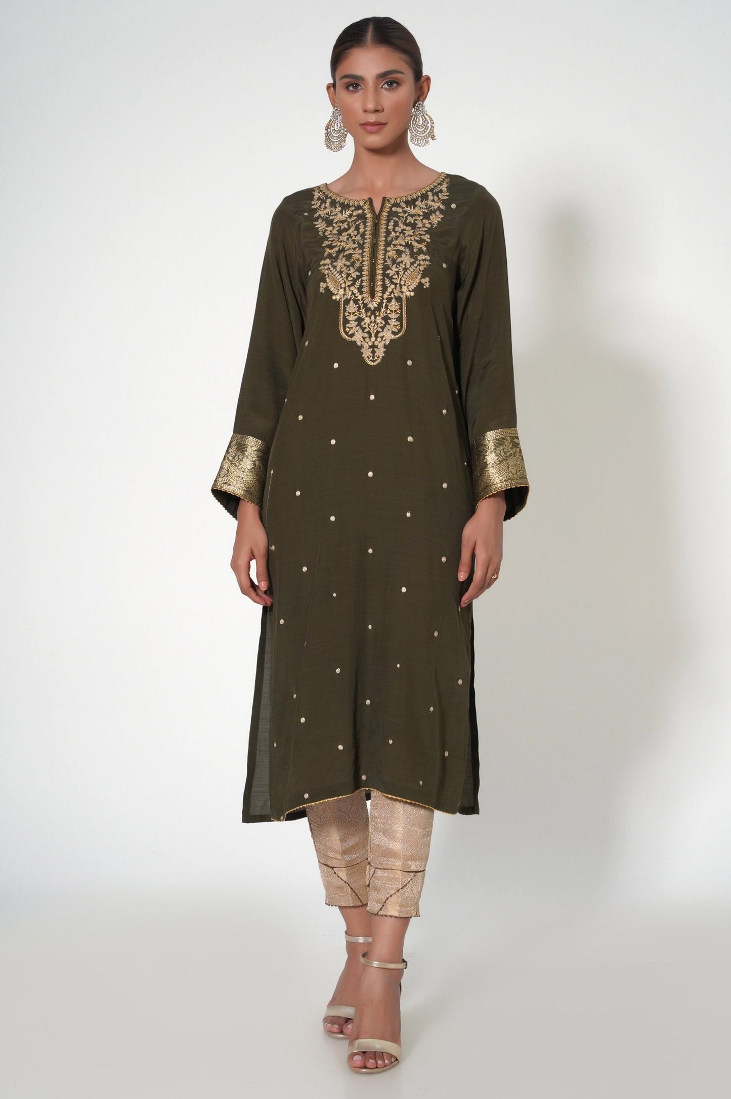 Stitched 1 Piece Raw Silk Embroidered Shirt