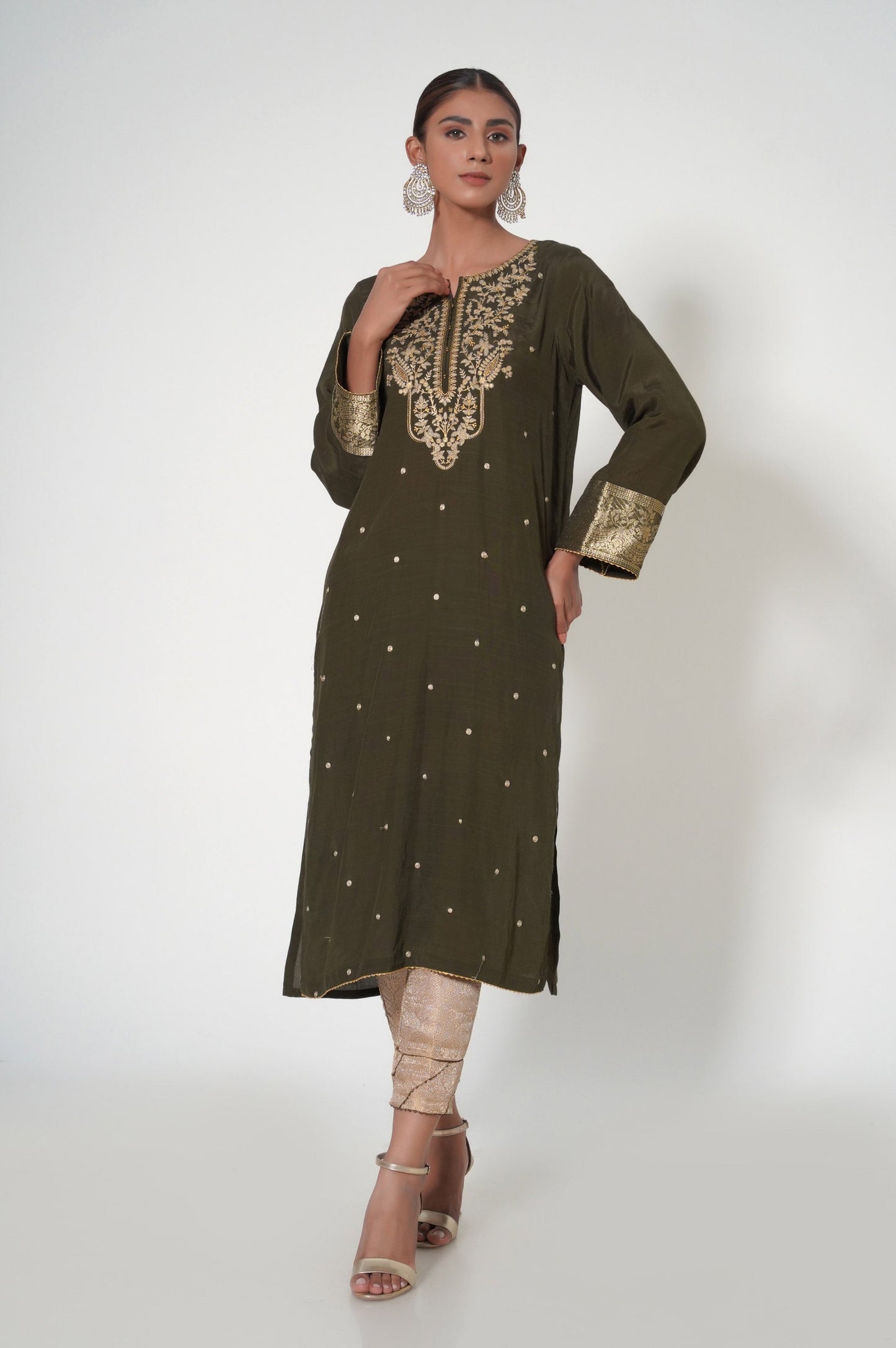 Stitched 1 Piece Raw Silk Embroidered Shirt