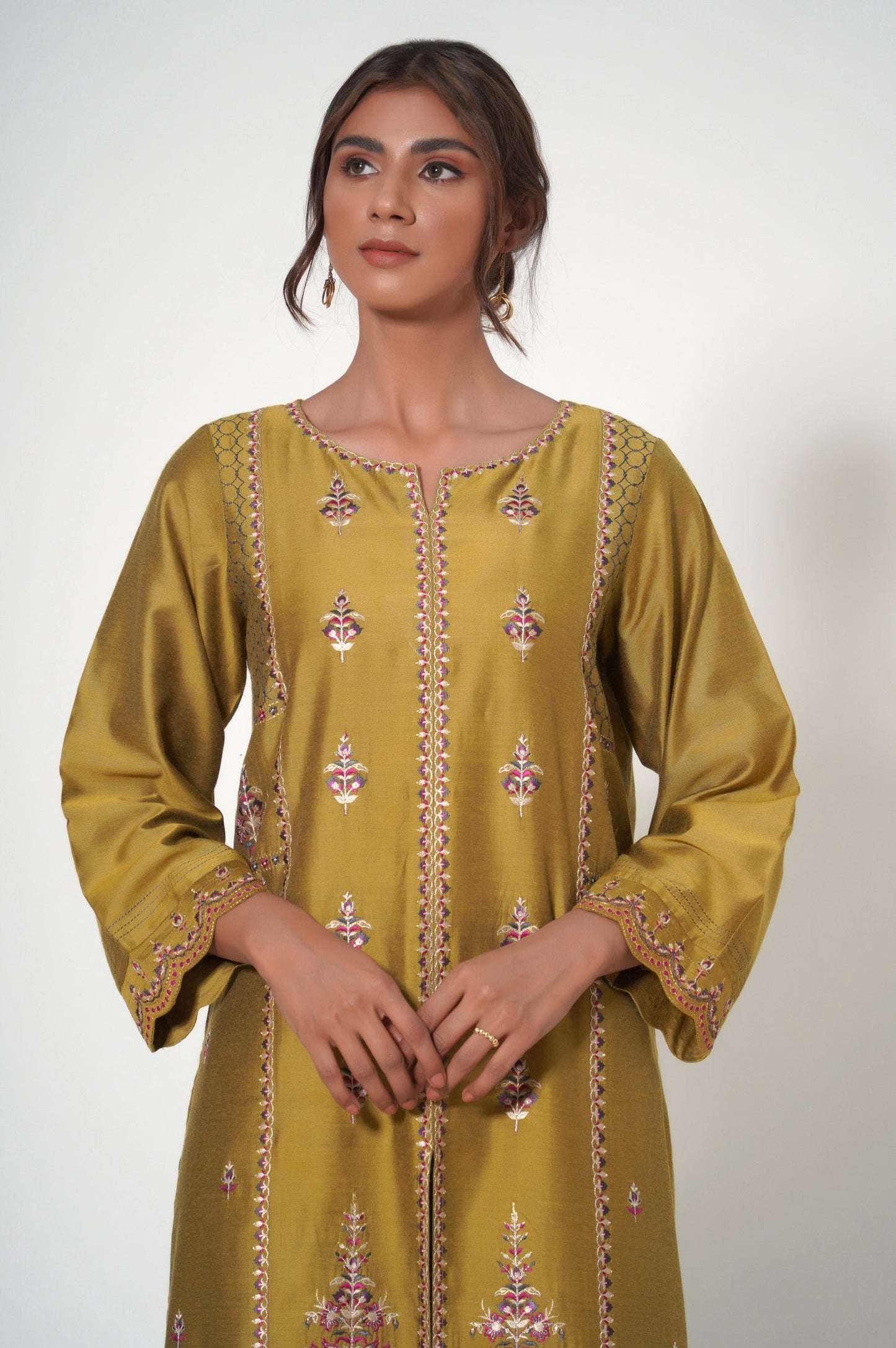 Stitched 2 Piece Cotton Silk Embroidered Outfit