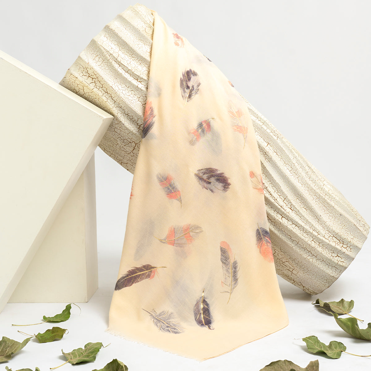 Windy Feathers Lawn Hijabs - Beige