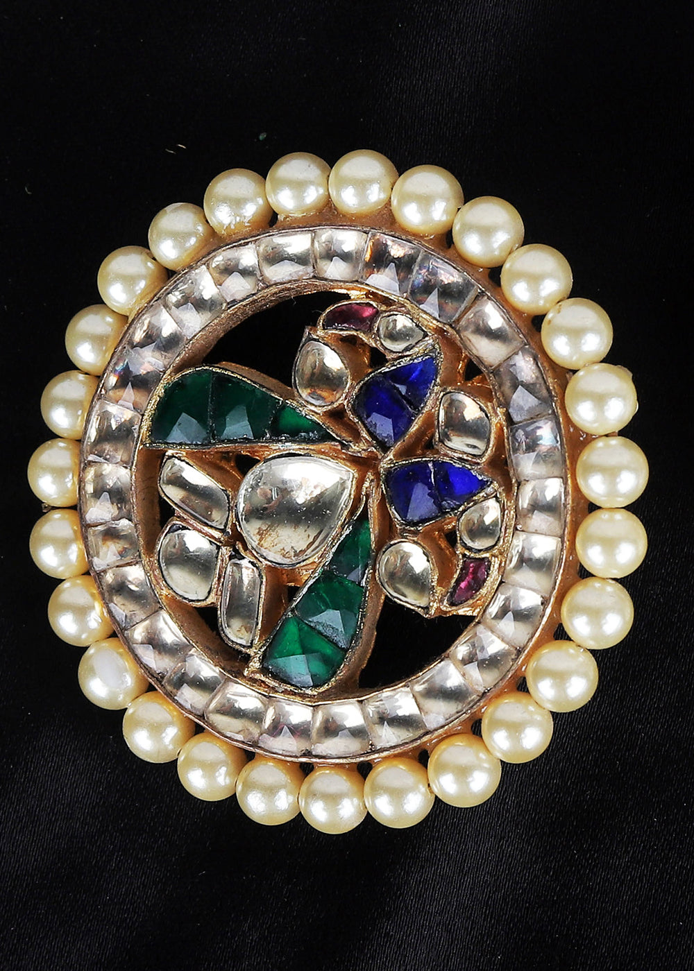 Multi Coloured Kundan Earrings Having Pearl work