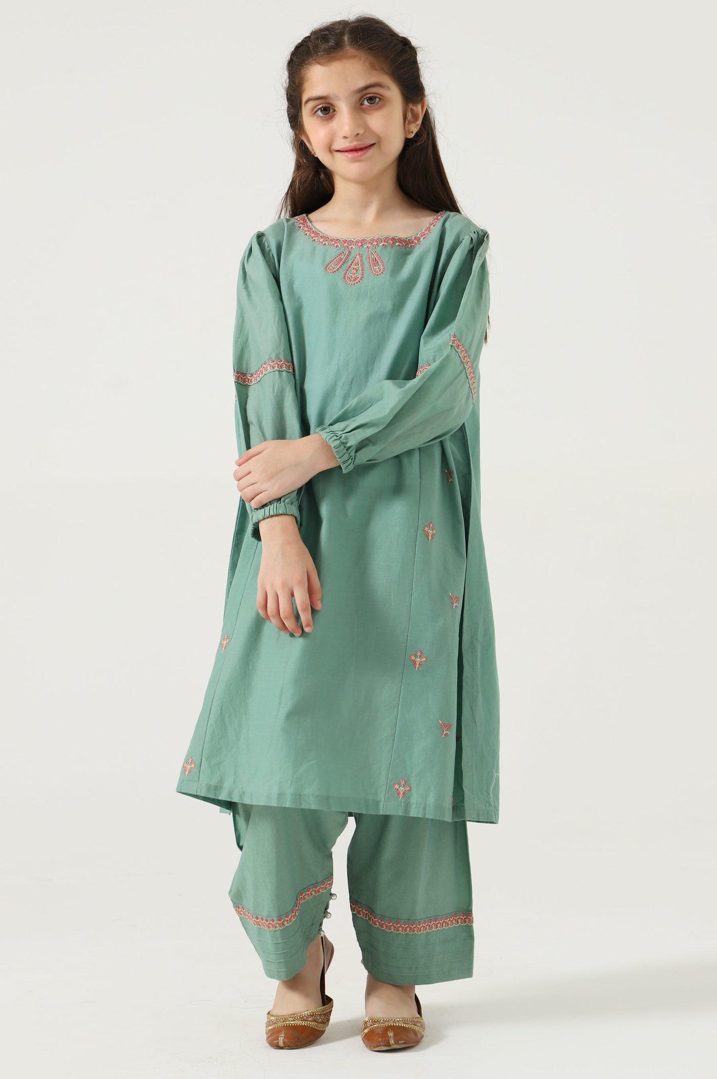 Stitched 2 Piece Embroidered Cambric Suit