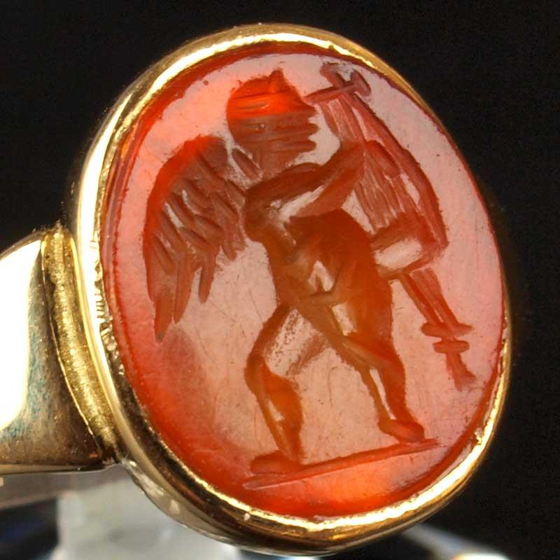 A Roman Carnelian Intaglio Ringstone of Eros, ca. 2nd Century CE