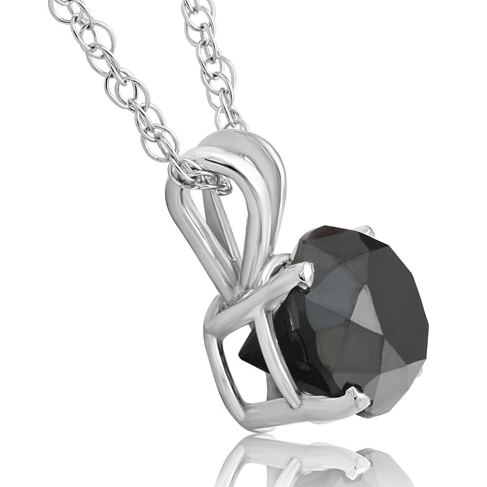 2ct Lab Grown Black Diamond Solitaire Pendant In 14K White Gold