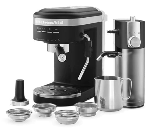 KitchenAid KES6404BM - Semi-Automatic Espresso Machine and Automatic Milk Frother Attachment - Matte Black