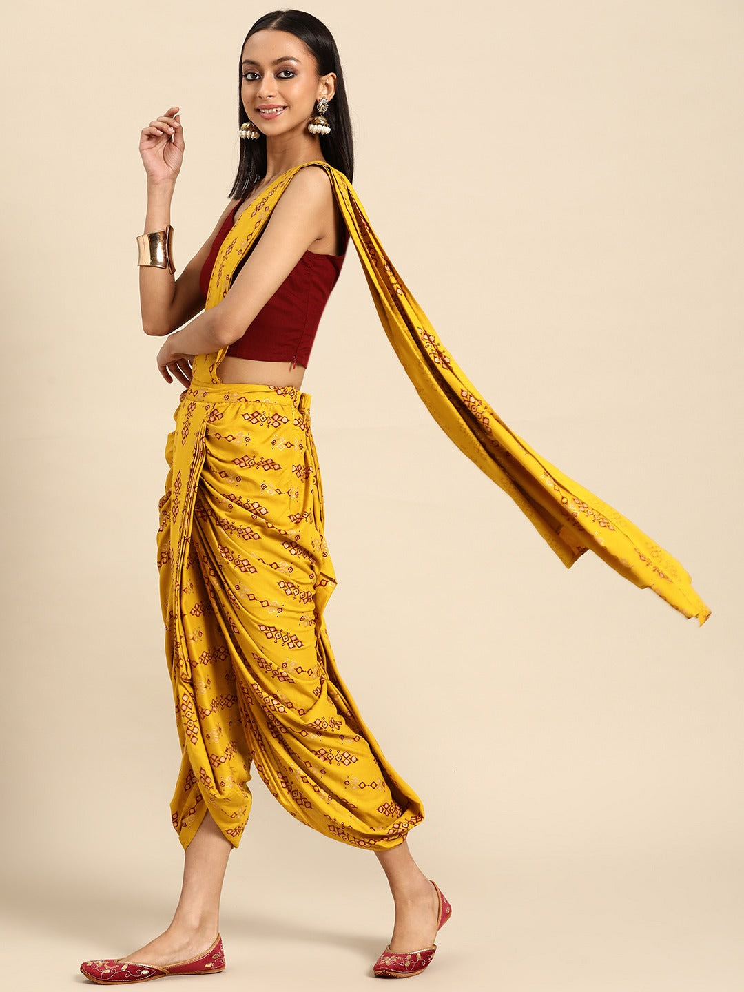 Dhoti with dupatta drape and Blouse