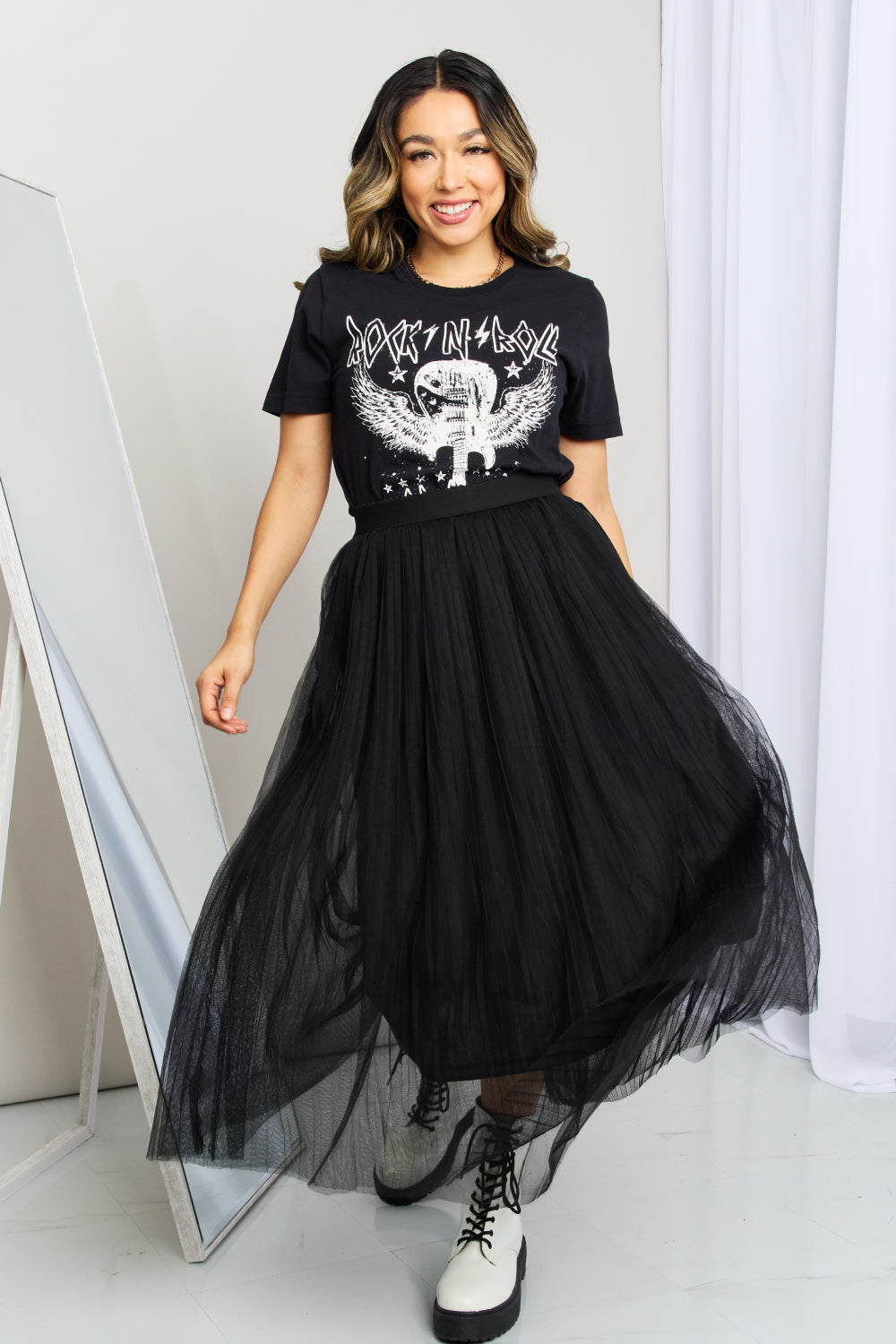 Zenana Full Size Pleated Lined Tulle Skirt