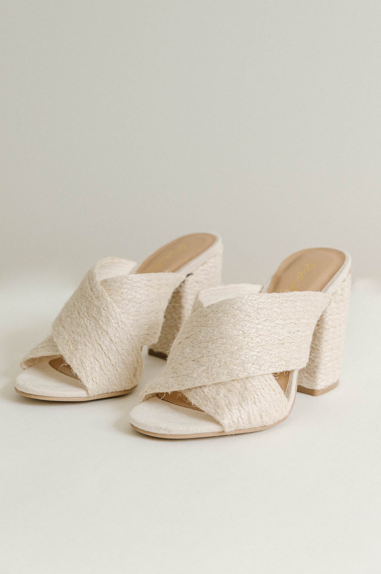 Woven Natural Raffia Heels