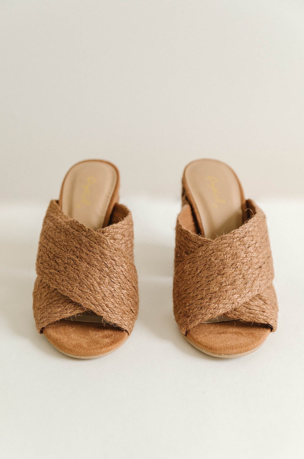 Woven Brown Raffia Mule Heels