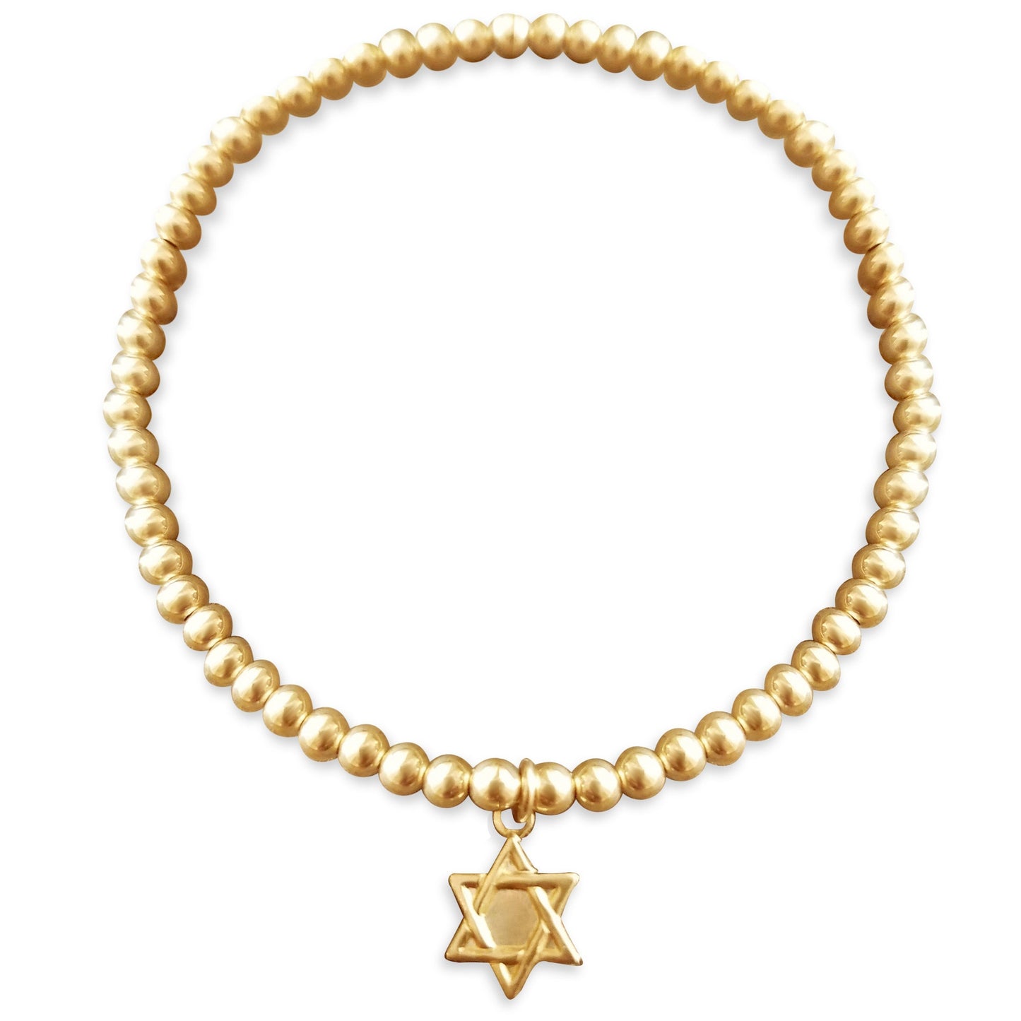 Bead Bracelet with Star of David in Yellow Gold