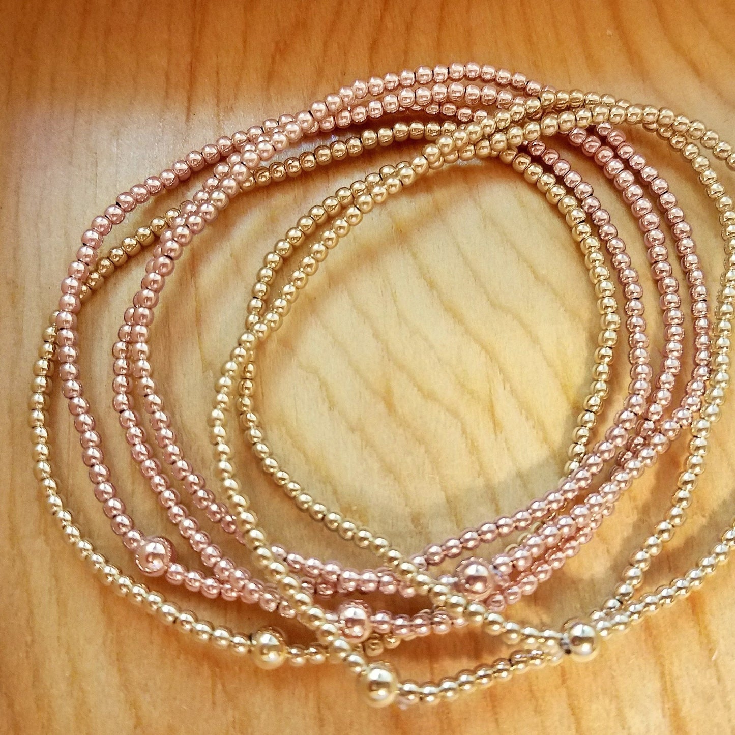 2mm Gold Small Bead Bracelet