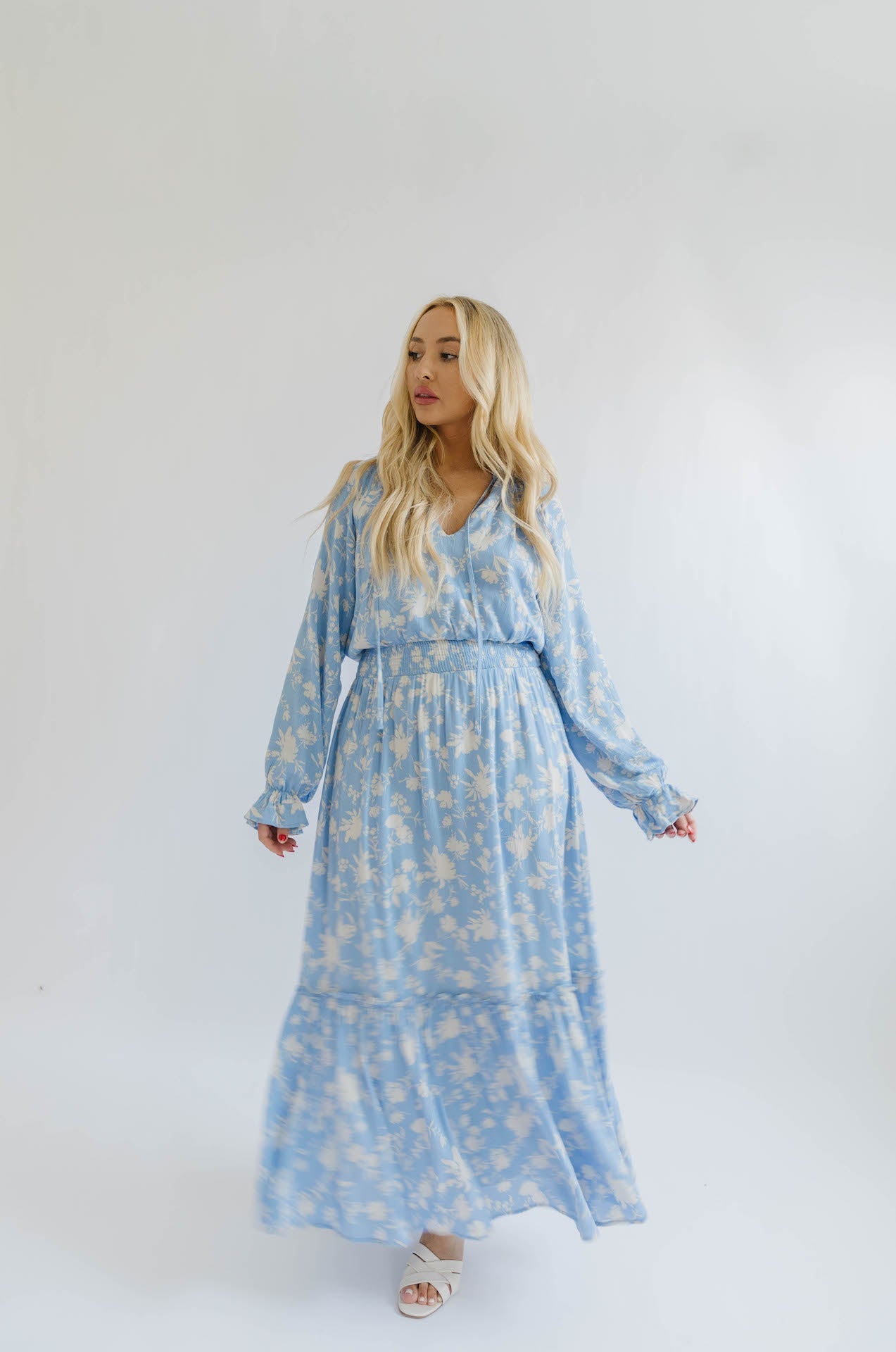 Charlize Floral Print Long Sleeve Maxi Dress