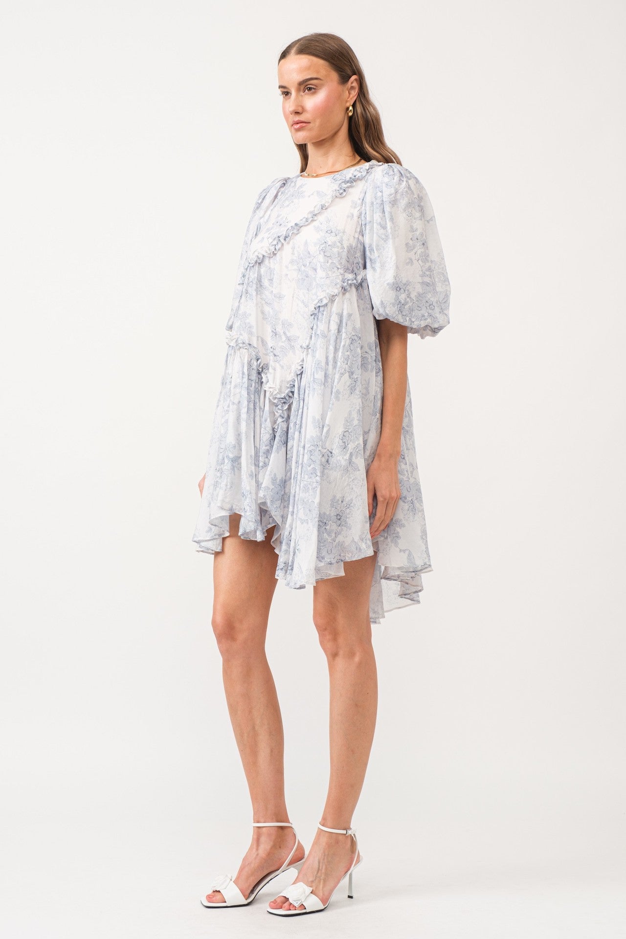 Toile Asymmetrical Mini Dress