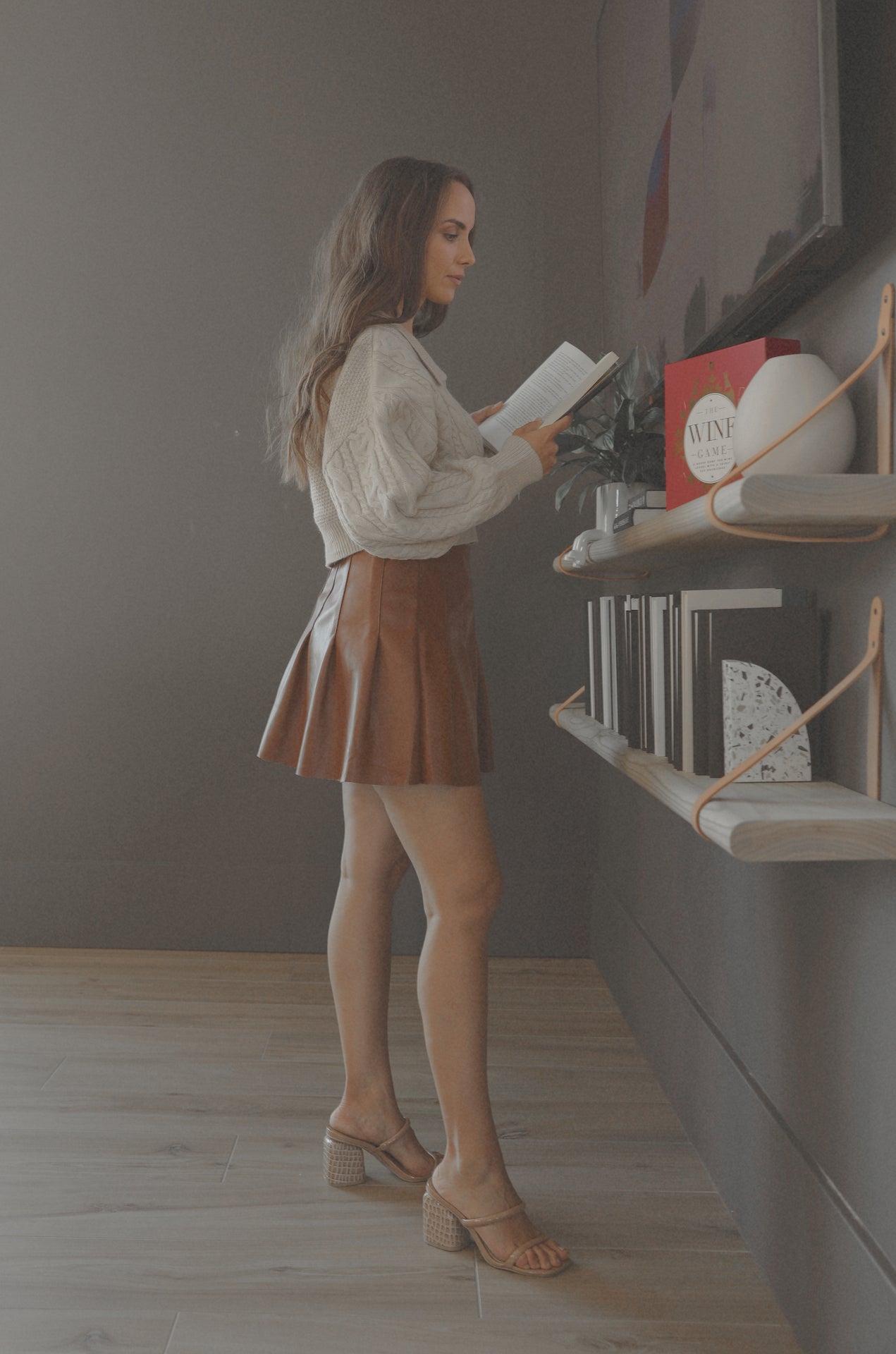 Brown Leather Mini Skirt