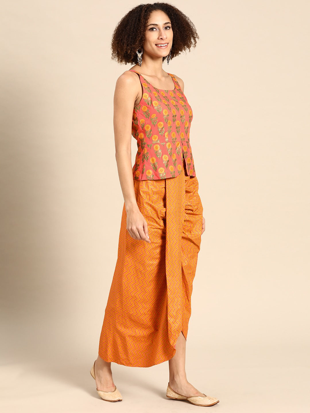 Dhoti Skirt with Long peplum top