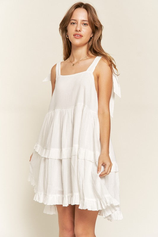 Square neck ruffle dress