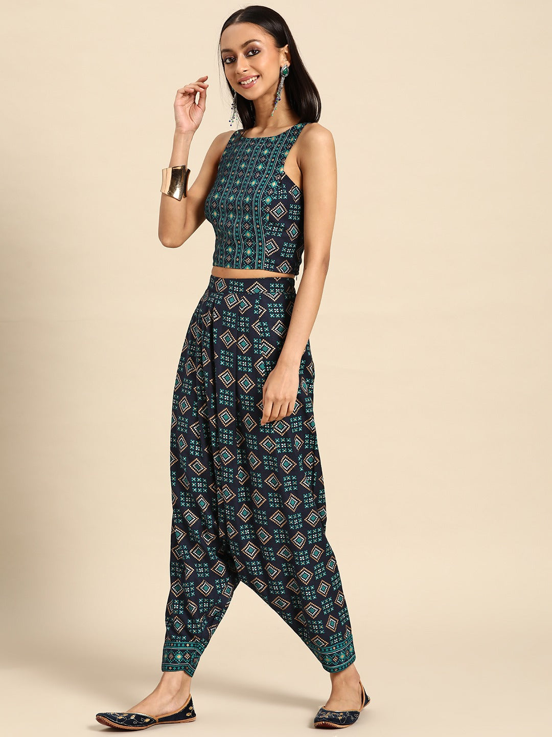 Crop top with dhoti pants