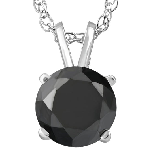 2ct Lab Grown Black Diamond Solitaire Pendant In 14K White Gold