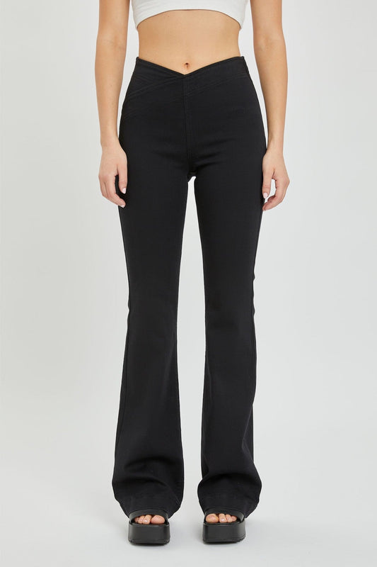 Overlapped Black Flare Jeggings