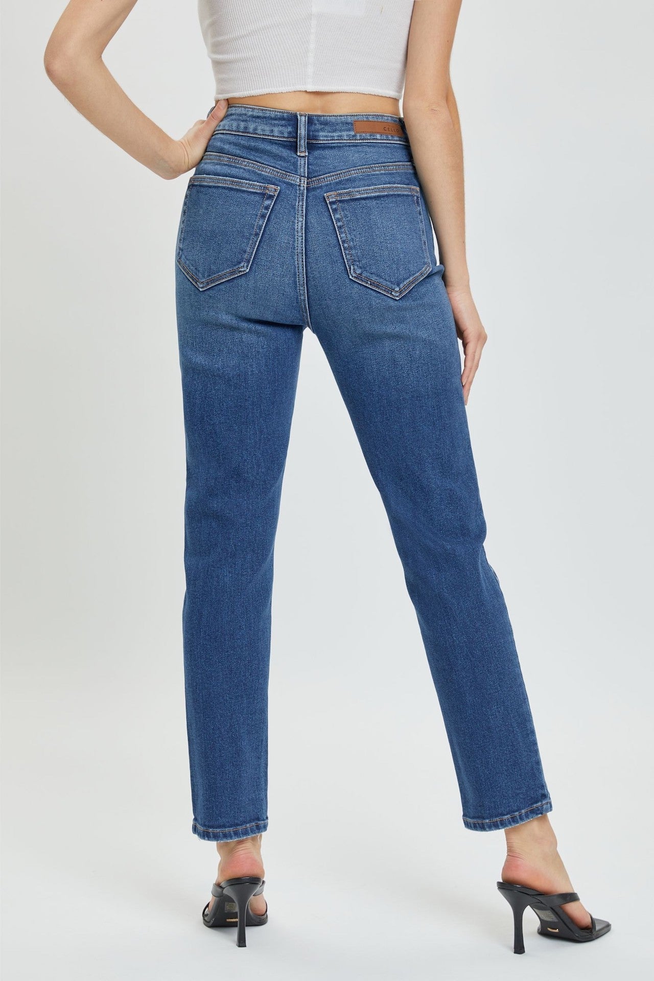 Dark Denim High Rise Straight Jeans