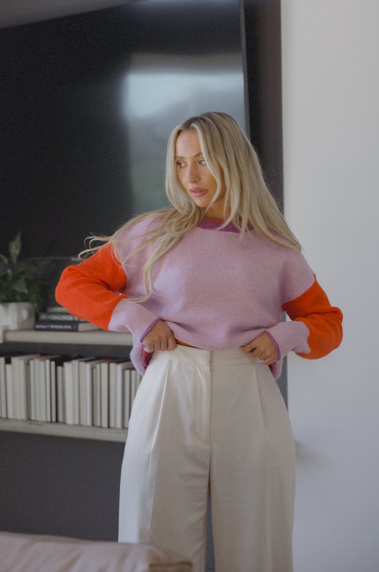 Scarlet Color Block Sweater