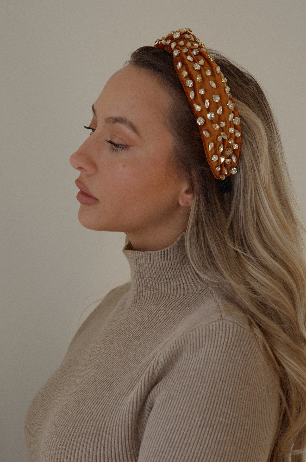 Rust Velvet Jeweled Headband